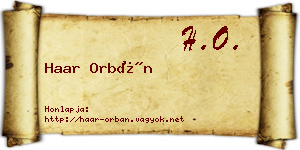 Haar Orbán névjegykártya